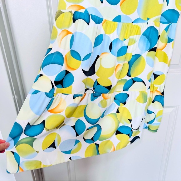 NWOT SHEIN Allover Geometric Print White/Green Sleeveless Smock Dress, L& XL - Picture 11 of 16